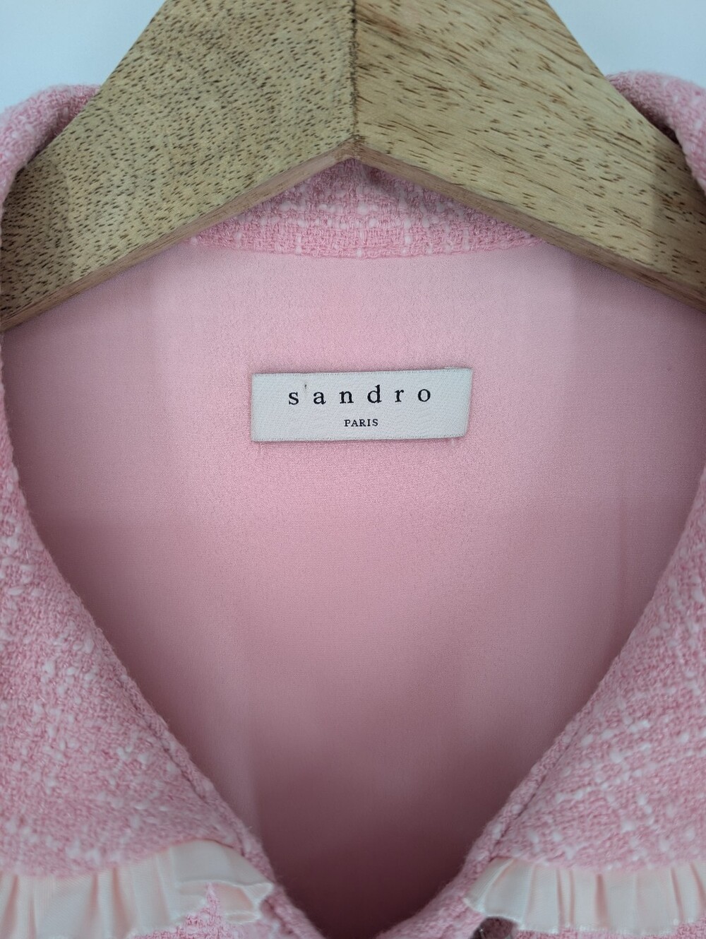 Sandro Rosee Trompe L'oeil Tweed Mini Dress Pink size 40 US 8 - Picture 9 of 13